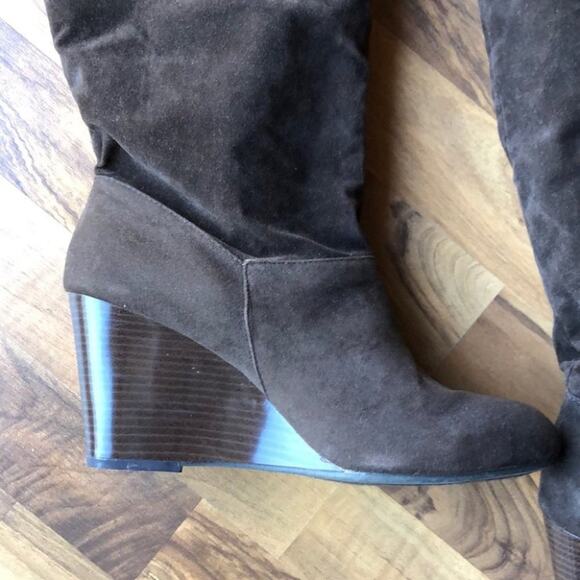 Rampage Brown Tall Wedge Boots Shoe Size 11 - Picture 4 of 9